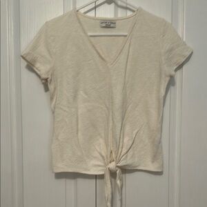 Madewell Cream Tie-Front V-Neck Tee